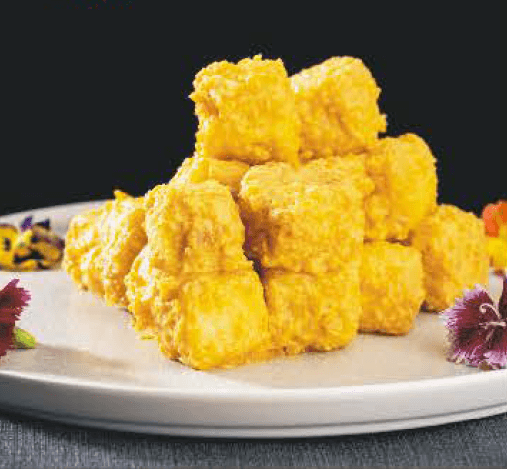 Roasted Tofu Coated in Salted Egg-yolk